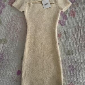 Elegant Cream Knit Dress